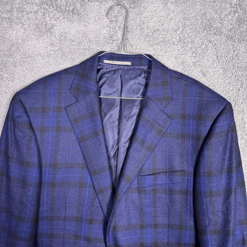 Canali Sport Coat Men IT 50R Wool Windowpane Jacket Blazer Soft Suit Jacket
